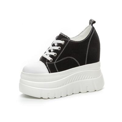 High Quality 12cm Synthetic Genuine Leather Boot Ankle Women Autumn Spring Cowboy Platform Wedge High Brand Chunky Sneaker Shoes
