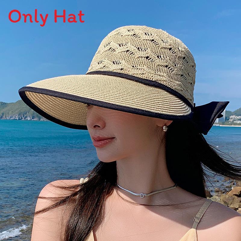 Modern Straw Hat With Large Brim For Sun Protection And Breathability Summer Outdoor Wear