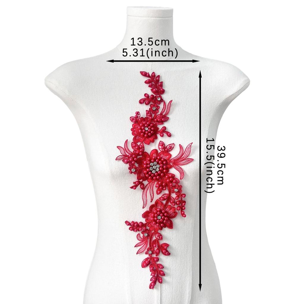Ciężki Przemysł Siatka Ręcznie Robione Koraliki Haft Kwiatowy Dekoracja Naklejka na Suknię Ślubną Akcesoria Przedni Kołnierzyk Naklejka z Tkaniny