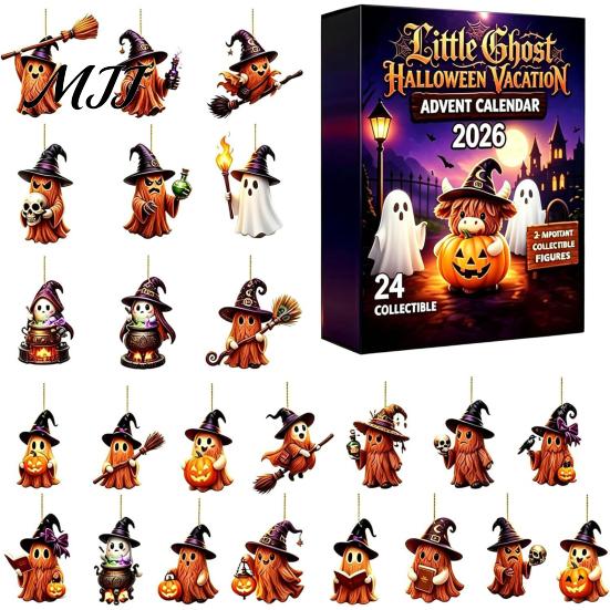 Seasonal Wall Decorations Halloween Advent Calendar 2026, 24 Days Surprise Countdown with Decorative Holiday Accents Acrylic Ornaments for Party