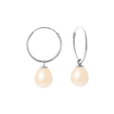 Boucles d'Oreilles - Pearls & Colors - Véritables Perles de Culture - 8-8,5 mm - Argent 925 - Rose Naturel