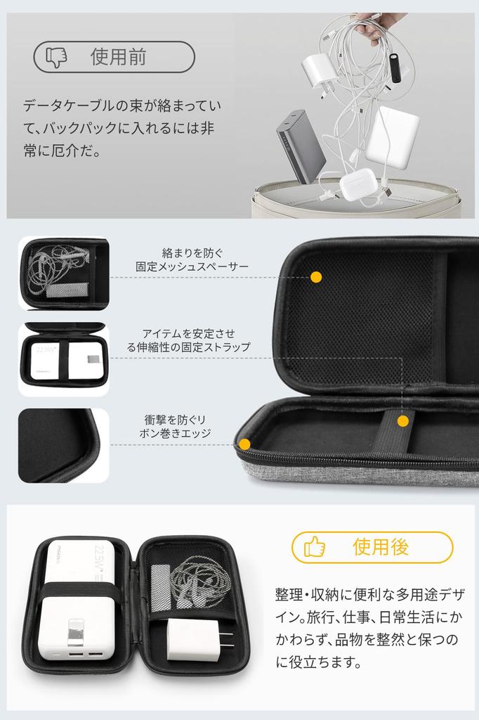 Multifunctional Gadget Mobile Business Dustproof and Ideal for Storing Chargers and Earphones Case, Case, Black/Carbon Fiber/Gray, Portable, Travel,