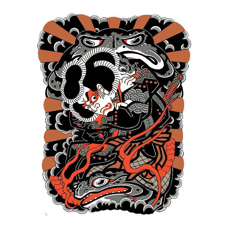 

Full back tattoo sticker is waterproof, wear-resistant, and long-lasting3-5Traditional Japanese-style simulation BD-3