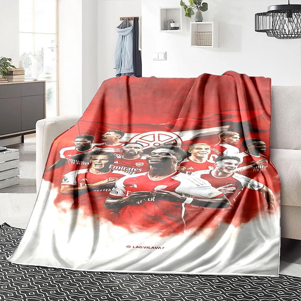 Coperte con stemma dell'Arsenal Football Club in flanella stampata, traspiranti, calde, da divano per casa, ufficio, copriletti 0708a25
