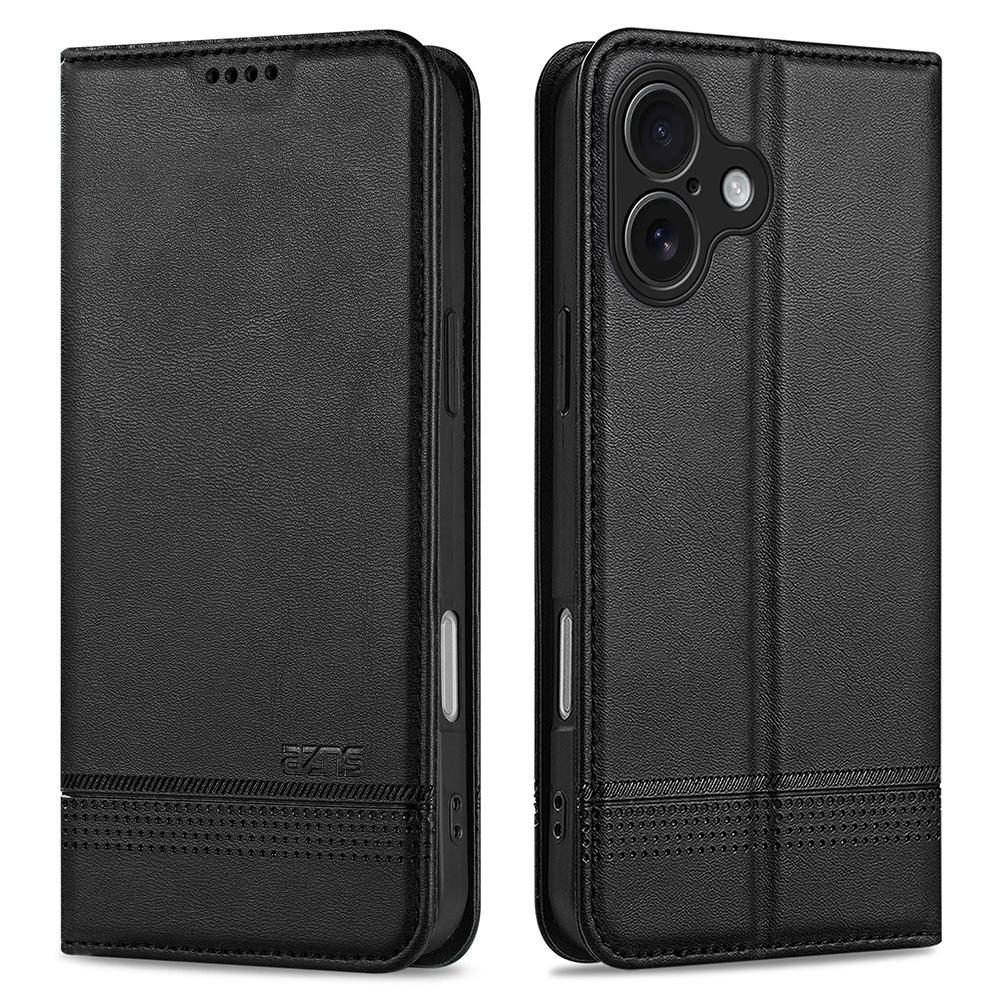 AZNS Hülle für iPhone 17 Rindsleder-Textur PU-Leder Brieftasche Handyhülle