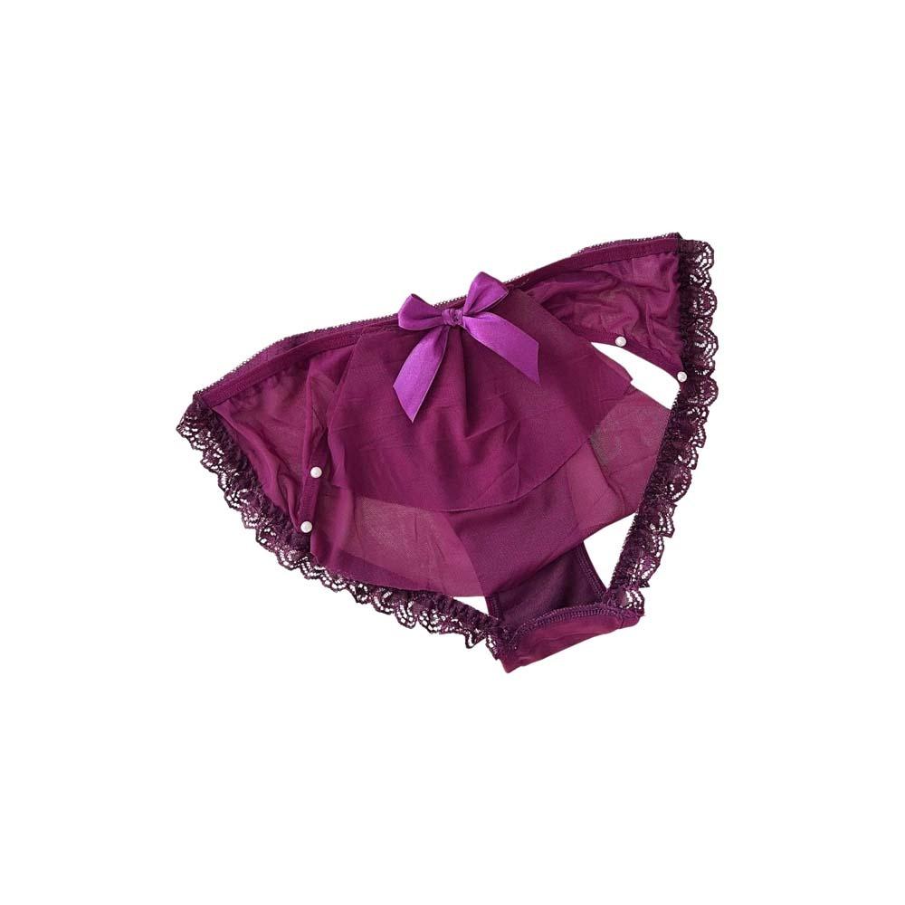 Low Waist Sheer Bow Lace Thong Bowknot Mesh Lace T Panties Lace Underwear  Home