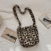 41 autumn and winter fashion leopard print woolen underarm bag women's bucket bag large capacity shoulder bag