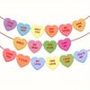 Valentine's Day Heart Banner Garland - Candy-Colored, Pre-Strung with Love Sayings for Anniversary, Wedding & Birthday Decorations