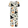 Women Two Piece Halloween Print Lounge Set Short Sleeve Top and Capri Pants Casual Pajama Set for Relaxed Fit