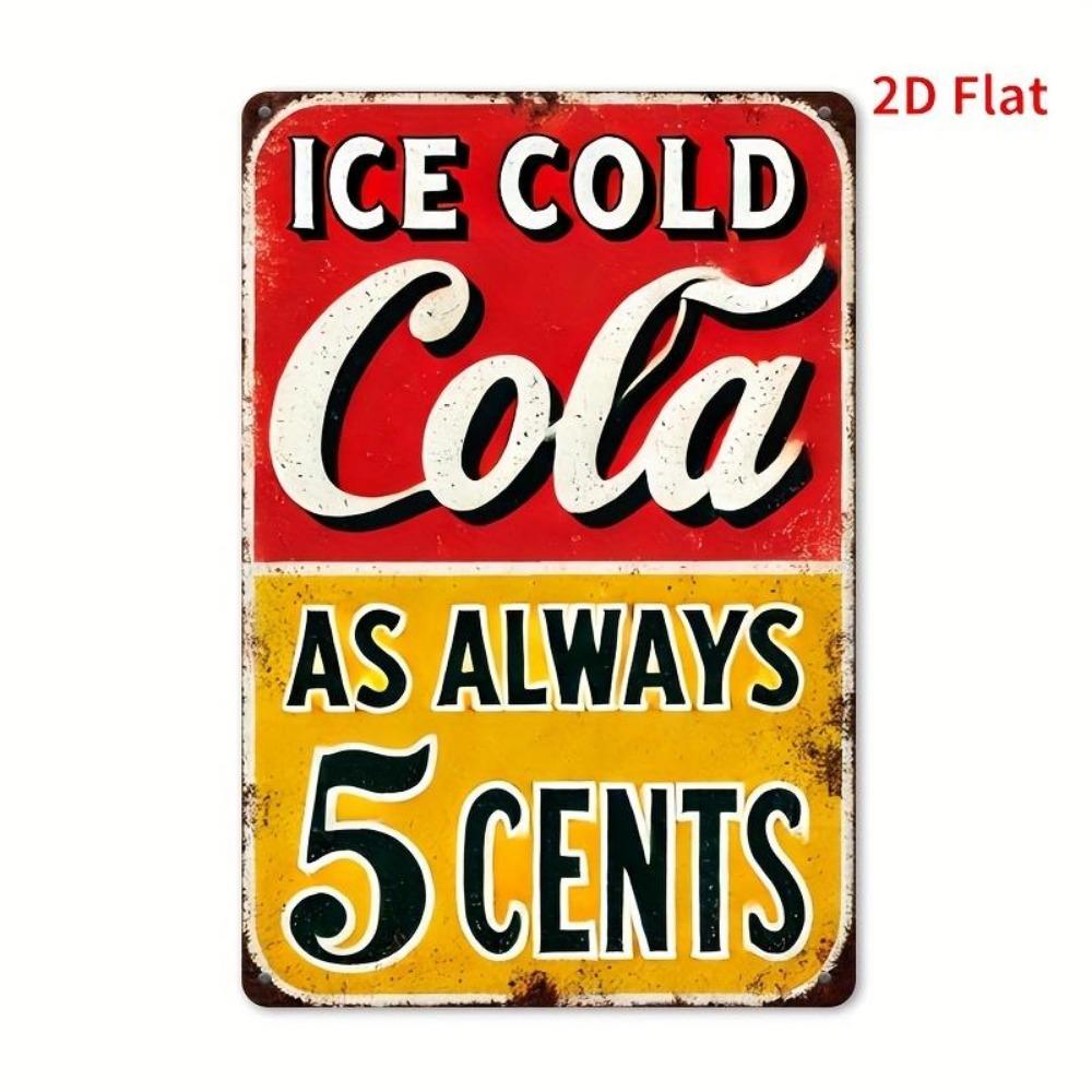 Vintage Cola Metal Sign Retro 5Cent Price Tag Design In Red Yellow Black HeavyDuty Iron Construction Wall Decor for