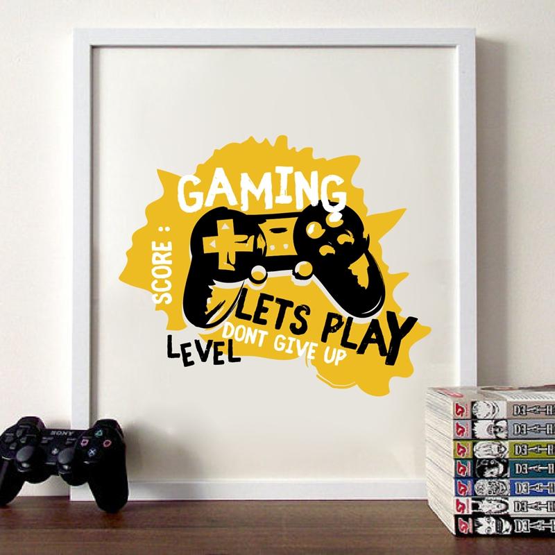Joypad Gaming Illustration Poster and Print Boys Wall Art Canvas Gaming Let's Play Art Painting Picture Kids Room Wall Decor