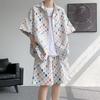 Summer Men's Five-point Sleeve Shirt Trend Temperament Fashion Street Trend Five-point Shorts Shirt Casual Two-piece Suit