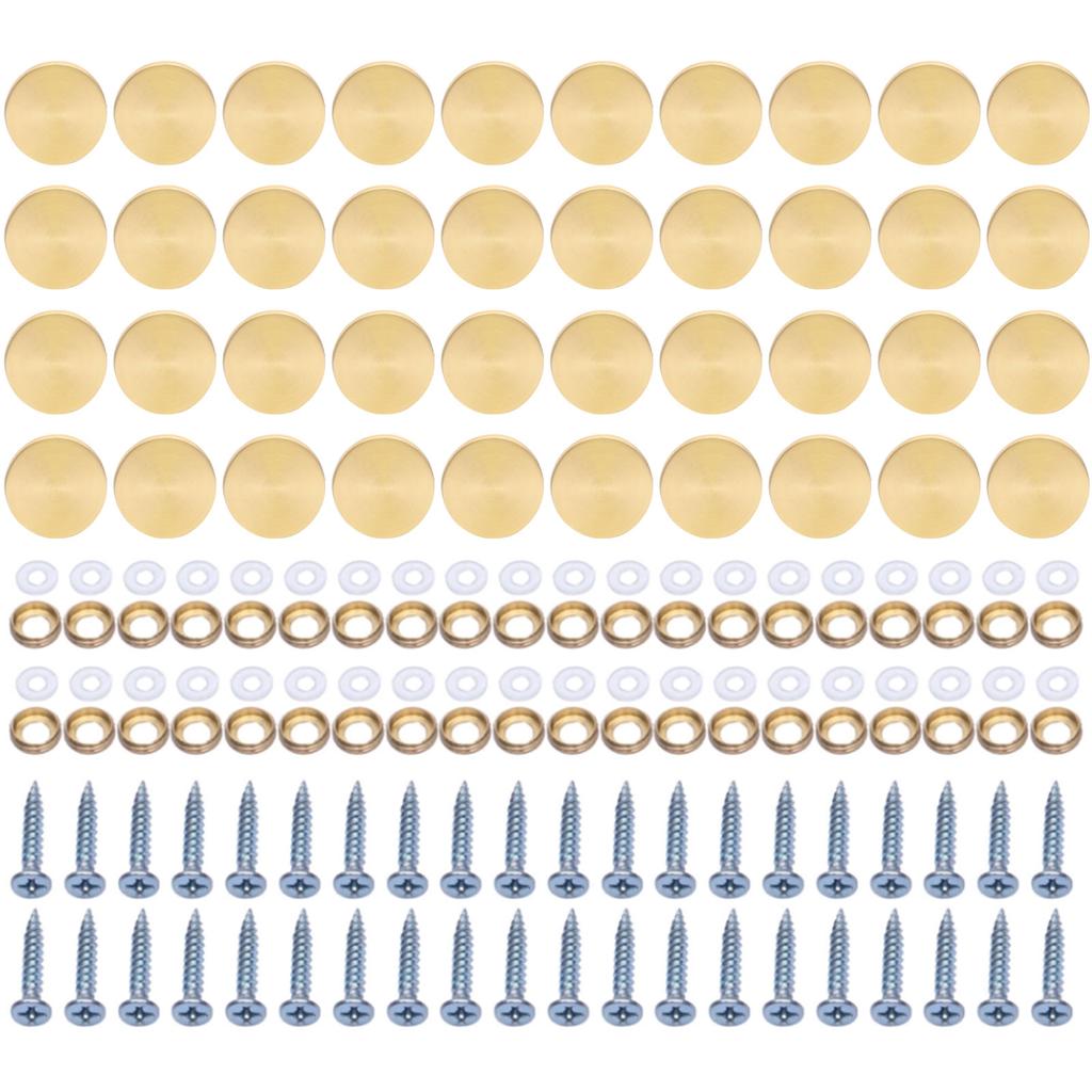 40pcs Mirror Screws with Steel Decorative Caps Decorative Nail Heads Screw Cover Caps for Bathroom & Kitchen Fixtures