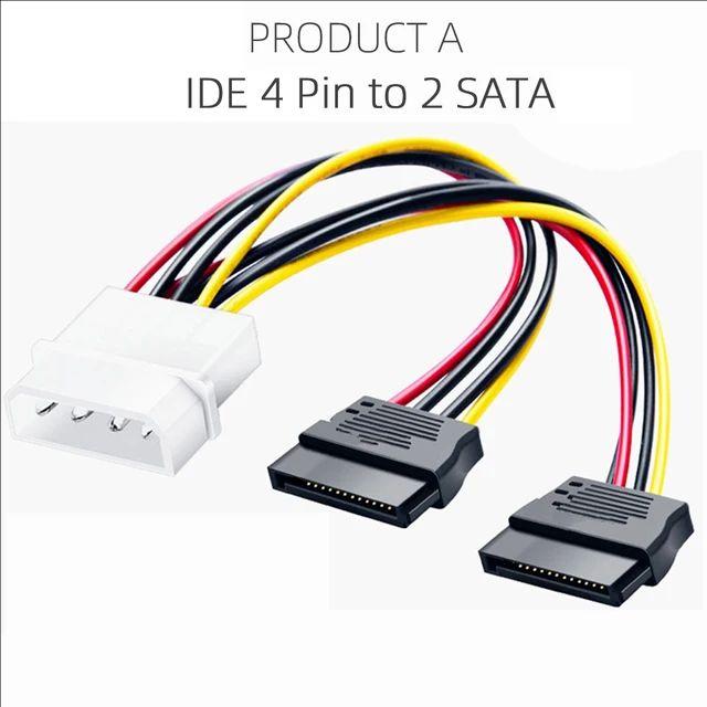 4 Pin IDE Molex To 2 Sata/SATA 15Pin To 2 SATA 15 Pin /SATA 15 Pin To Molex IDE 4 Pin Power HDD Splitter Connector Cable for PC