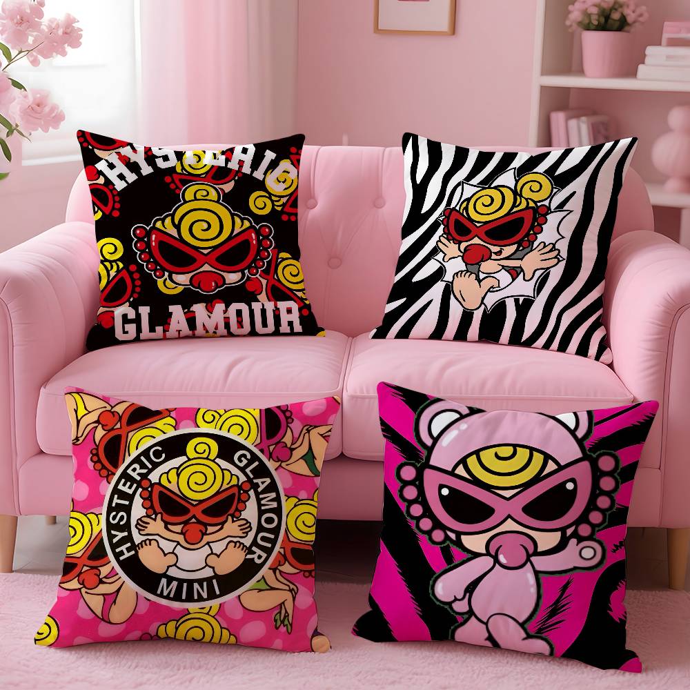Luxury Japan Fashion H-Hysteric M-Mini Pillow Case Anti-Dustmite Pillowcase Invisible Zipper Silky Short Plush Sofa Cushion Cove