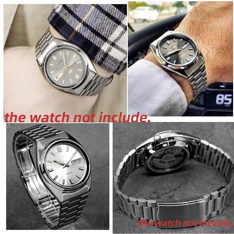19mm Nerezový řemínek pro Seiko No 5 Sxns80 Snxs79 Snxs77 Snxs73 SNXS75 Zakřivený řemínek Skládací spona Pánské hodinky Příslušenství