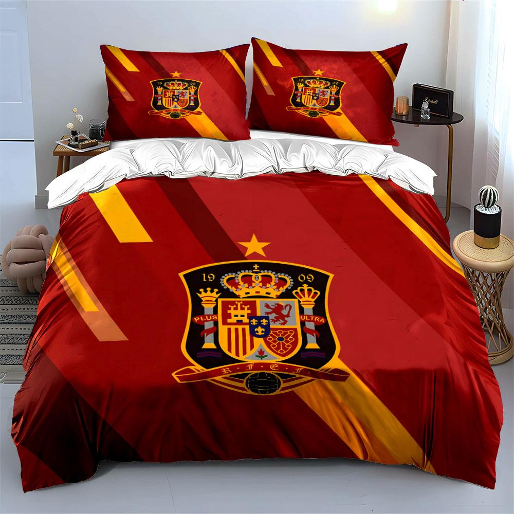 Spanish Football Crest Pattern. Bedding Sets Duvet Cover Sets Duvet Covers Pillowcases(1 * Duvet Cover 2 * Pillowcases Without Duvet Insert)