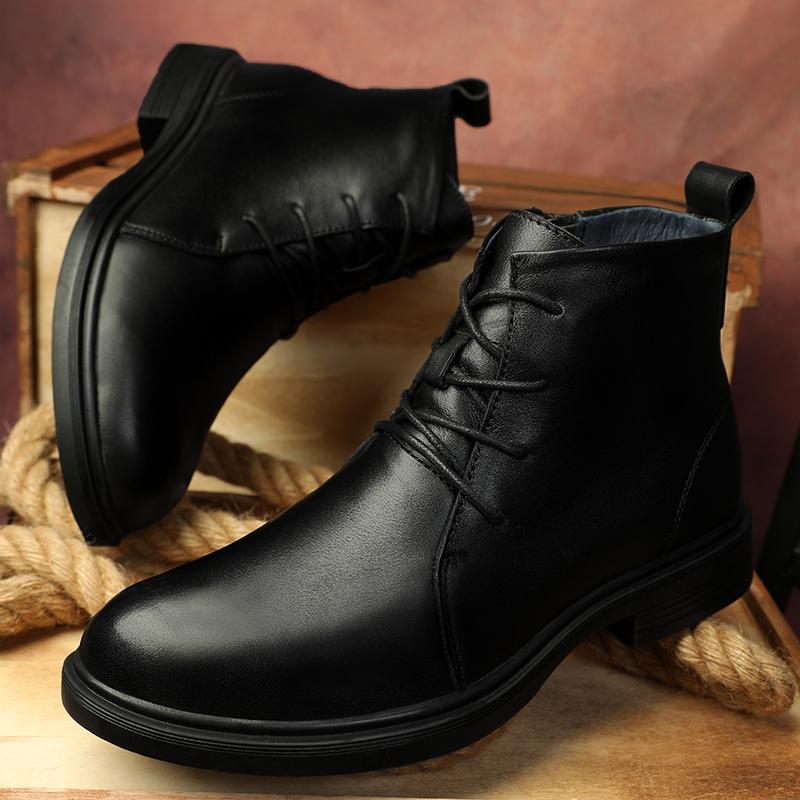 Fashion Genuine Leather Men's High Top Boots High Quality Motorcycle Boots Fashion Outdoor Men Lace Up Ankle Boots Non-Slip Male Botas
