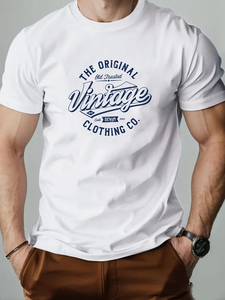 Men's Summer 100 Cotton Fashionable Casual Sports Loose Oversized Creative Letter Printed Round Neck Short Sleeved T-shirt Top