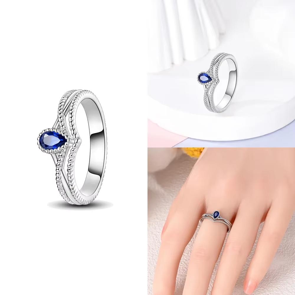 Unendliche Liebe Schmuck Schwarz & Rosa Herz Glänzende Zirkon Ringe Mode Neu 925 Silber Damenringe für Valentinstagsgeschenk