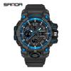 SANDA 6021 LED Dual Display Quartz Wristwatch Mens Digital Clock Military Stopwatch Reloj HombreSport Watch for Men Waterproof