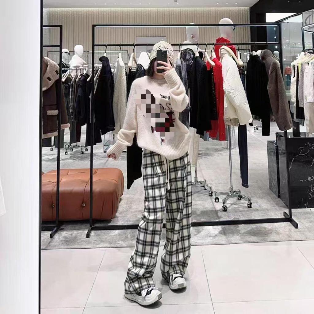 In-Stock 2025 Winter Slimming Welsh Plaid High-Waisted Drawstring Casual Pants
