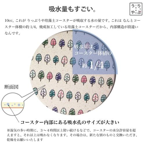Lippuya Diatomaceous Earth Coaster, Nordic 8. Feilglick Woods, Water-Absorbent Coaster, Diatomaceous Earth Ceramic, Mino Ware, Made In Japan, Round, H
