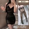 Sex Underwear Women's New Internet Celebrity Split Suspender Skirt Bright Diamond Neck Nightdress Sexy Low Cut Sequins Nightclub Suit