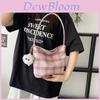 Canvas Bucket Bag For Women With Zipper Closure And Check Pattern Design For Daily Use