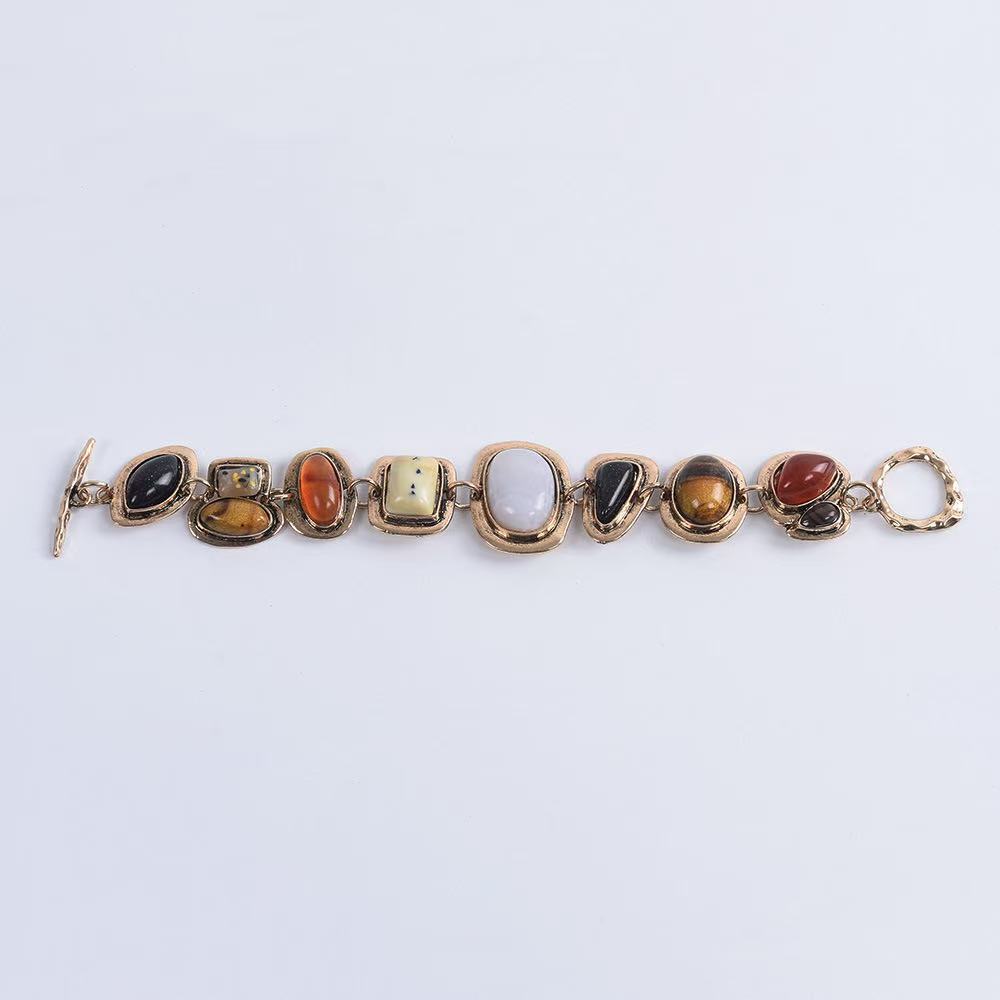 Bohemian Multicolor Resin Beaded Bracelets for Women Men Vintage Ethnic Irregular Stone Bracelets Statement Friendship Jewelry