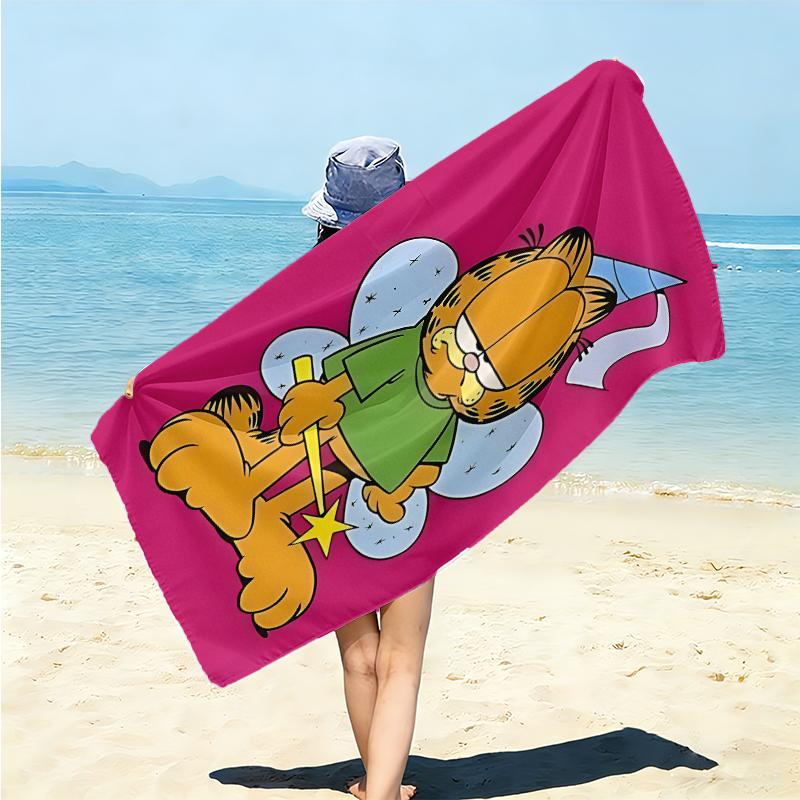 1Pc Garfield'S Hug Adventure Beach Towel Microfiber Beach Towel Thin Absorbent For Beach Swimming Yoga Bath Sports 091773