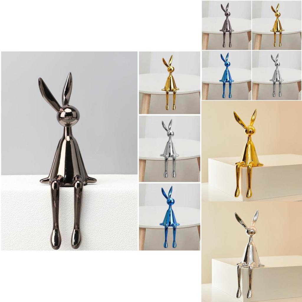 Moderne minimalistische galvanisierte Harz-Hasenstatue für Heimdekoration