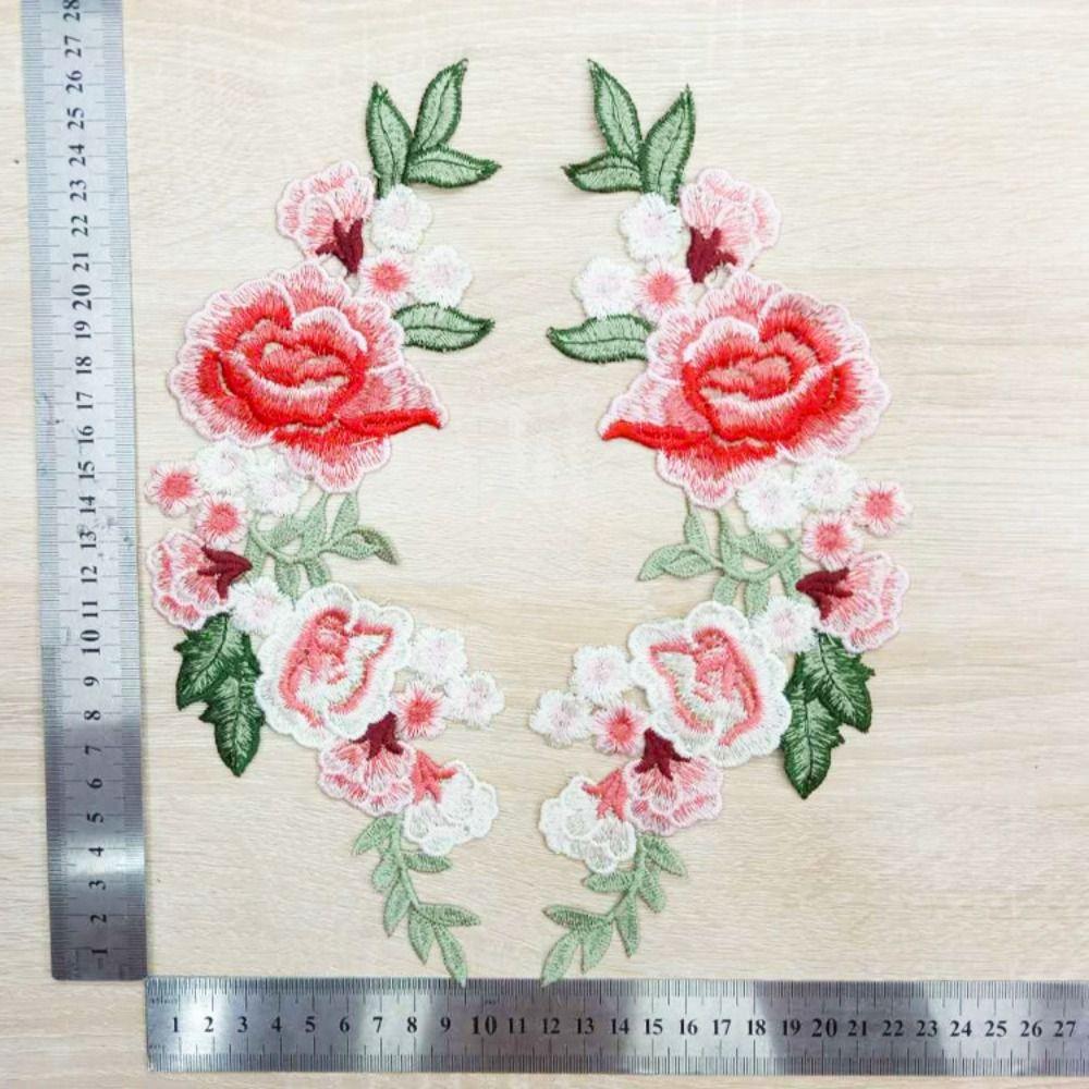 1Pair Polyester Fiber Embroidery Flower Patch DIY Handmade Clothing Accessories Embroidery Floral Applique Floral Patches Hat