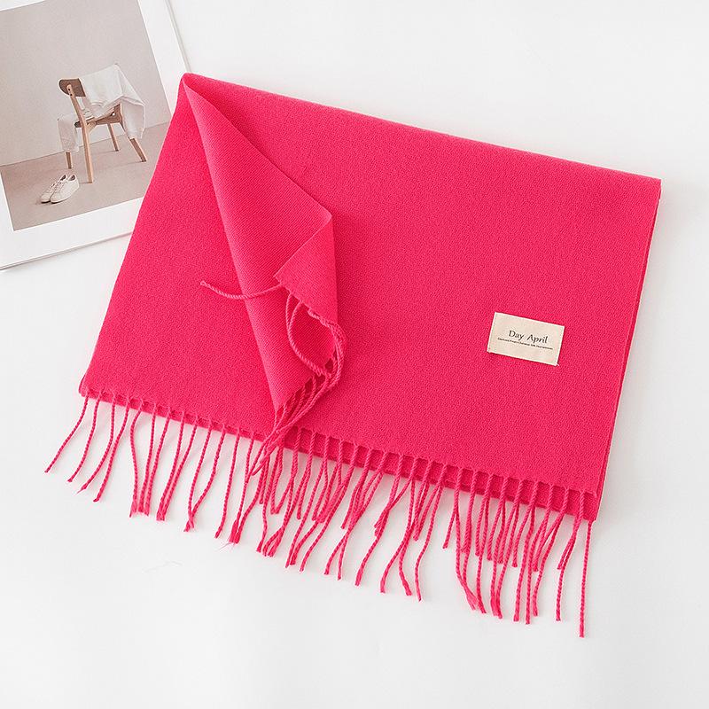 Cashmere feel solid color scarf women's imitation cashmere autumn and winter atmosphere versatile medium and long shawl scarf