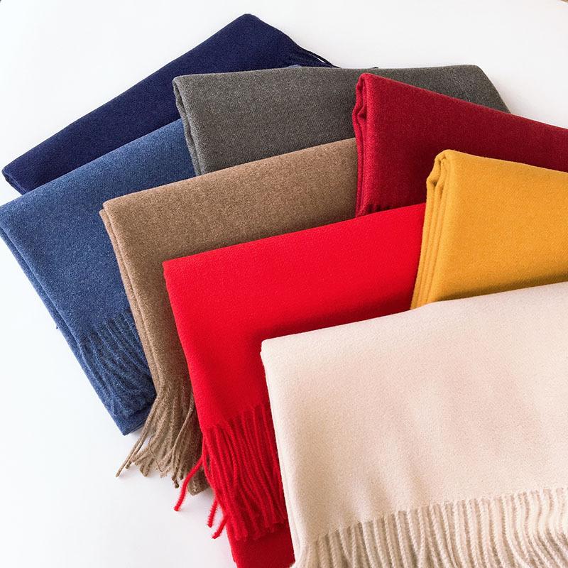 Autumn And Winter Thickened Warm Korean Version Shawl Women'S Fringed Silk Scarf Imitation Cashmere Versatile Solid Color Scarf