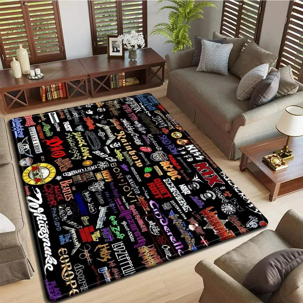 Band Logo Music Rock and Roll Pattern Carpet for Living Room Bedroom Non-Slip Soft Rug Kitchen Floor Mat Entrance Doormat
