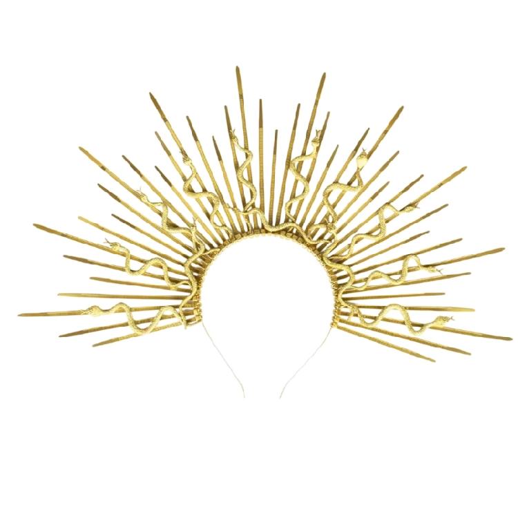 Unique Punk Snake Artistic Hair Band Spiked Head Accessory for Adults Hair Hoop with Metallic and Snake Cosplay Maid