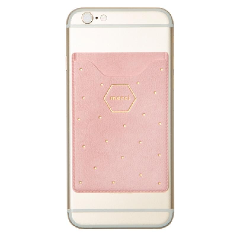 Adhesive cell phone card case pink dot (26013626)