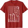 Tools American Flag Graphic Tee Men Mechanic Craftsman Vintage Cotton T-Shirt