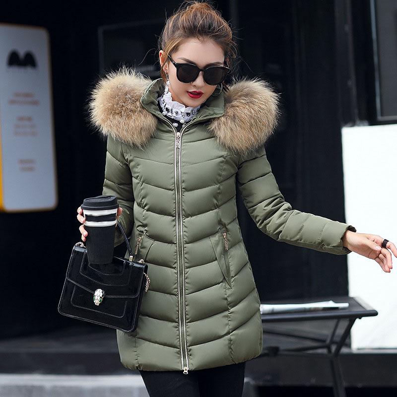 Wool Collar Hooded Winter Jacket Parkas Women's Jacket Thick Warm Cotton Cushion Down Coat Parka Coat Winter Long