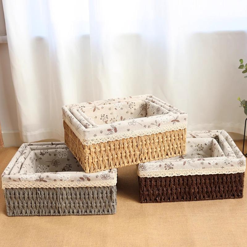 Rattan Desktop Storage Basket for Clothes, Cosmetics, and More