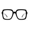 Gucci Logo decorated temples square optical frame women's black Black 55 dust bag + glasses case (random color)