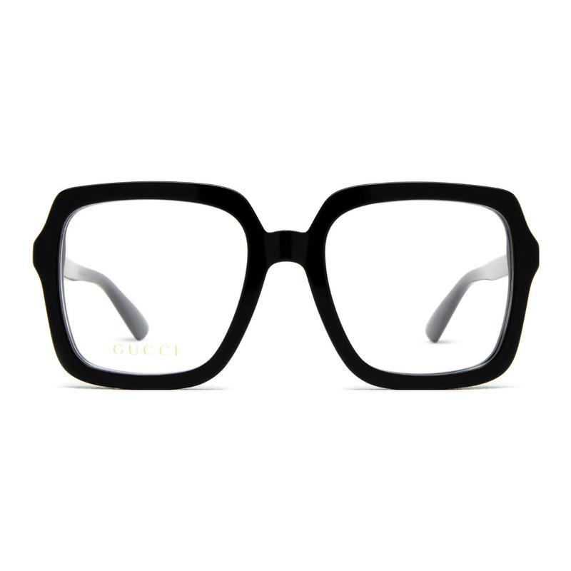 Gucci Logo decorated temples square optical frame women's black Black 55 dust bag + glasses case (random color)