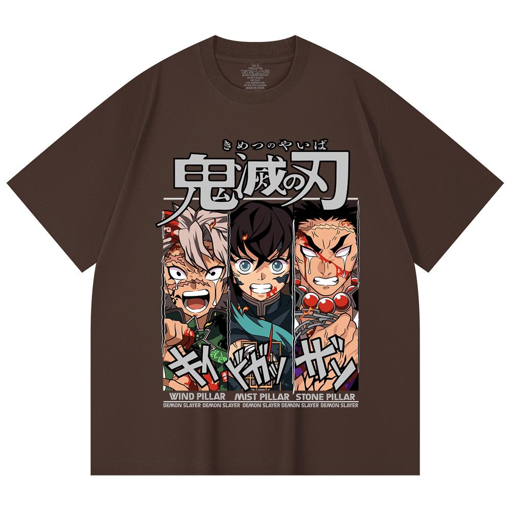 230 Gsm 100% Cotton Demon Slayer V60 Pillars Print Unisex Heavy Cotton T Shirt