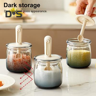 Barattoli per Spezie in Vetro Ermetici con Cucchiaino Retrattile Contenitore per Conservazione a Prova di Perdite e Umidità per Erbe Aromatiche Sale Pepe Organizzatori da Cucina Compatti per