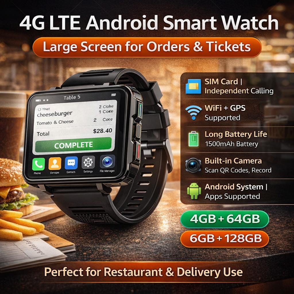 Android Smart Watch 4G SIM GPS AMOLED Display 6GB RAM 128GB ROM
