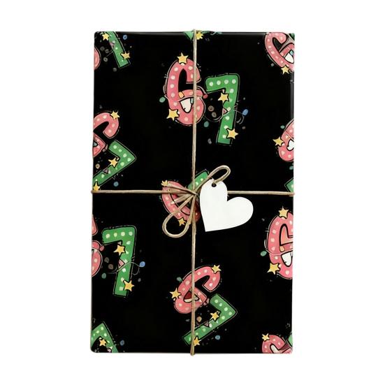 Christmas Gift Wrap Paper Creative Festive Holiday Wrapping with Number 7 Design Fun Pattern Birthday Party Supplies