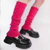 Japanese Punk Leg Warmers Women Solid Color Ribbed Knit Long Socks Y2K Distressed Ripped Boot Cuffs Leg Cover Streetwear