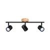 NETTLIFE Scandinavian Style Ceiling Light - 3 GU10 Spots, Adjustable, Black, Wooden Base, For Hallway Living Room Bedroom Kitchen