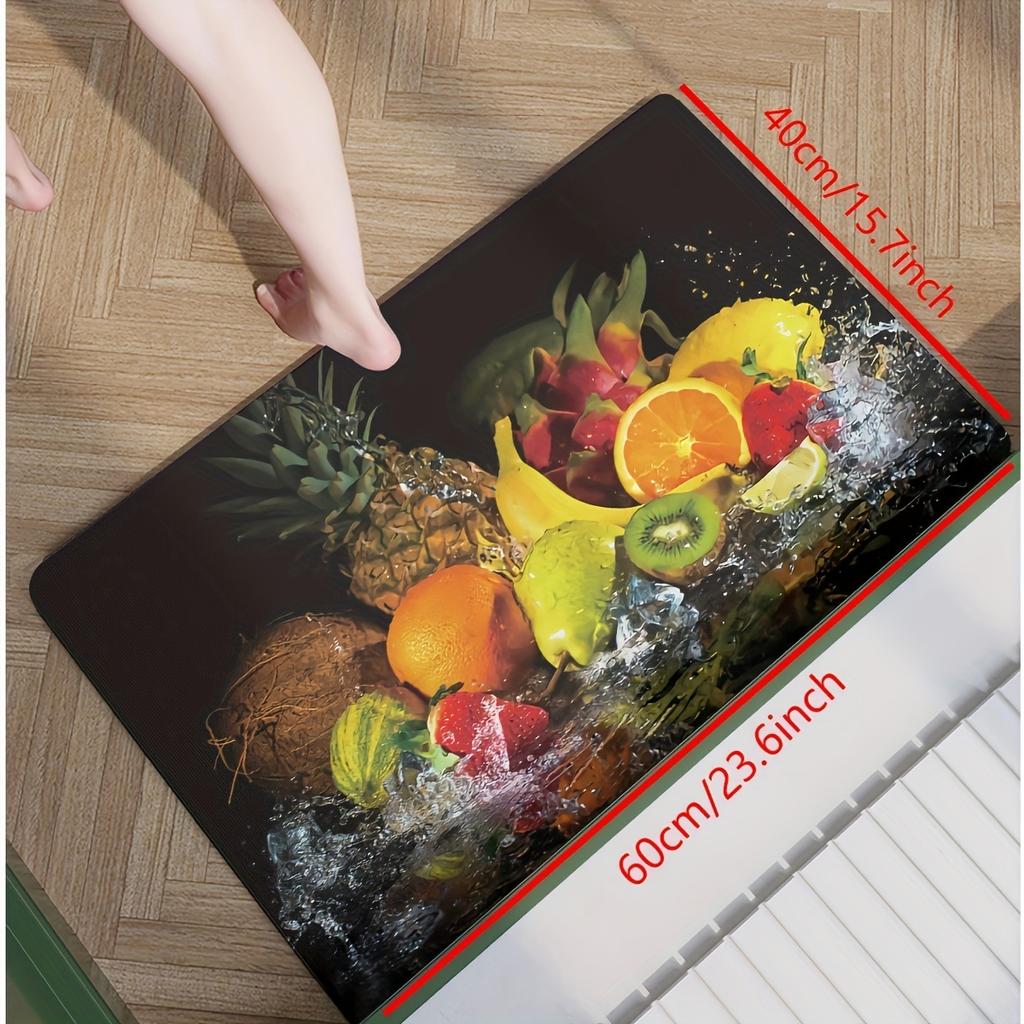 Fruit Pattern Soft Kitchen Rug Anti-Fatigue Kitchen Rug Waterproof Non-Slip Rugs Set Runner Rug Bedside Rug Absorbent Carpet For Kitchen